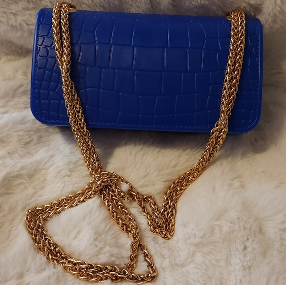 [NWOT] Cobalt Blue PVC Crossbody/Shoulder Bag - Picture 2 of 7